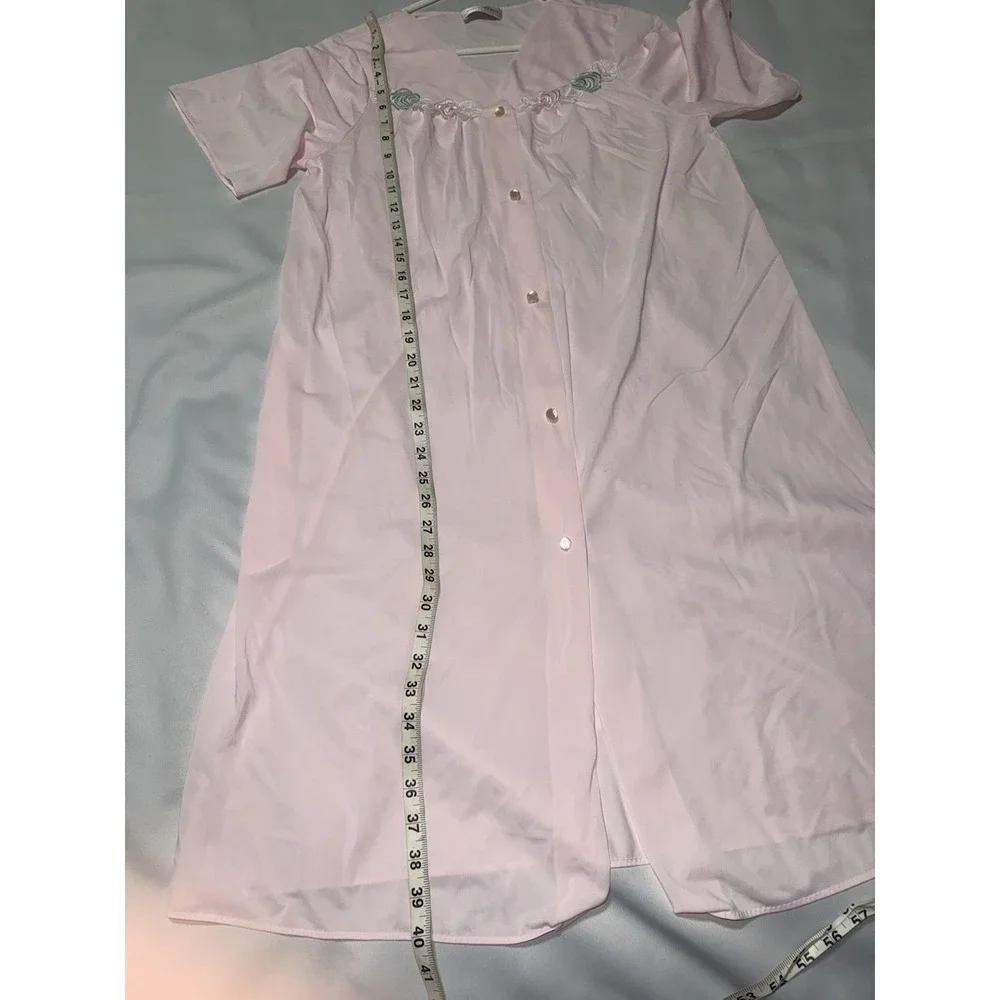 Vintage Shadowline‎ Light Pink  Short Sleeve Knee Length Rose Buds M
